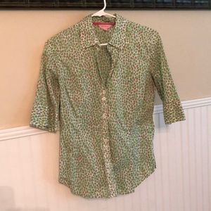 Lilly Pulitzer pink and green leopard shirt